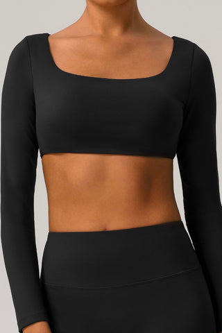 Square Neck Long Sleeve Crop Top