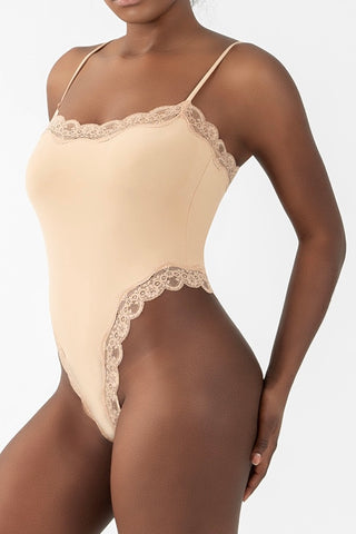 Square Neck Lace Trim Bodysuit