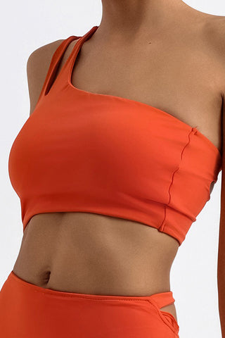 One Shoulder Cutout Back Sports Bra