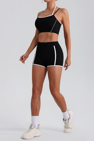 Double Layer Sports Bra & Short Two Piece Set