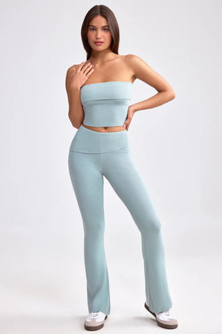 Foldover Tube Top & Flare Legging Two Piece Set