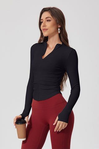 Full Zip Curved Hem Top