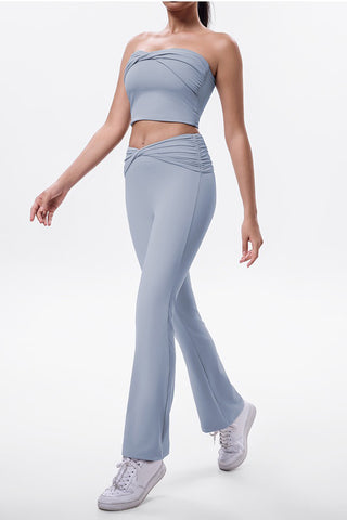 Twist Front Tube Top & Flare Legging Two Piece Set