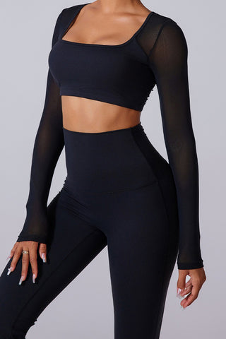 Square Neck Ruched Super-Cropped Top