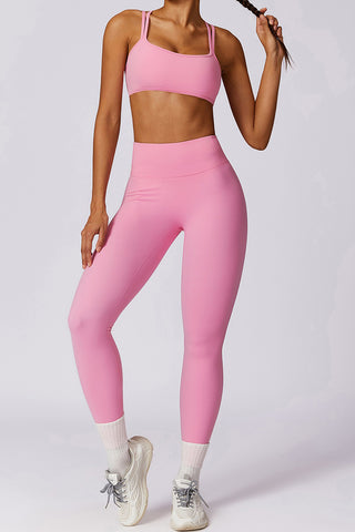 Double-Strap Sports Bra & Legging Two Piece Set