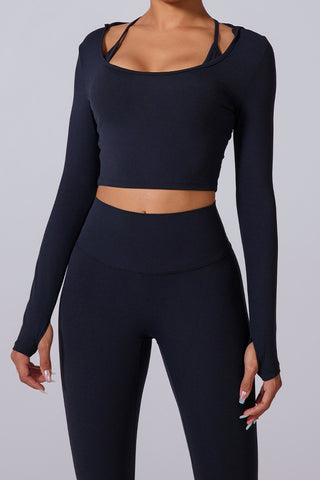 Hooded Long Sleeve Crop Top