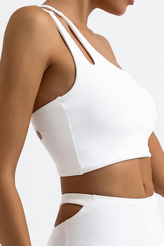 One Shoulder Cutout Back Sports Bra