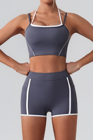 Double Layer Sports Bra & Short Two Piece Set