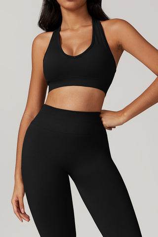 Seamless Deep-V Openback Sports Bra