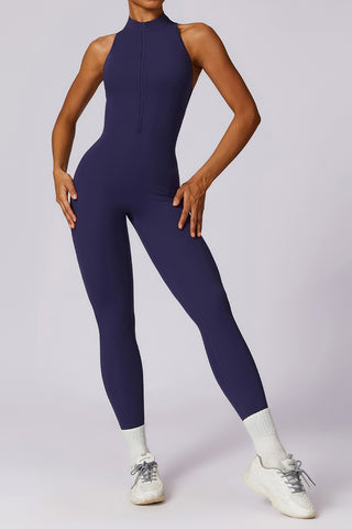 Zip Up Cutout Back Jumpsuit