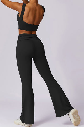 Boatneck Openback Bra & Flared Legging Two Piece Set