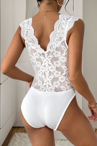 Sleeveless Open Back Lace Bodysuit