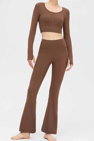 High Rise Pocketed Flare Legging