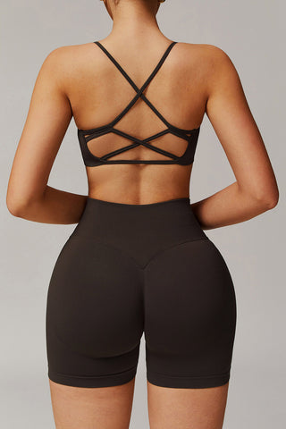 Scoop Neck Strappy Back Sports Bra