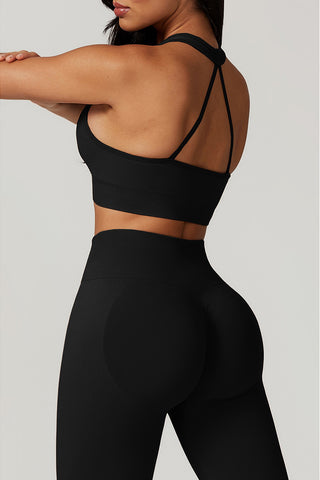 Seamless Deep-V Openback Sports Bra