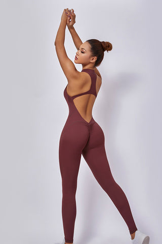 Zip Front Racerback Jumpsuit