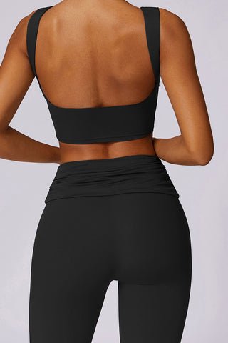 Boatneck Openback Bra & Flared Legging Two Piece Set