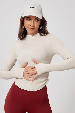 Full Zip Curved Hem Top