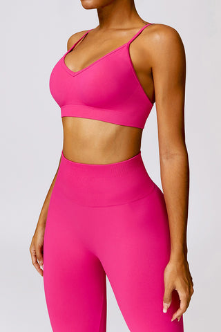 Seamless V-Neck Openback Sports Bra