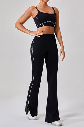 Split Flare Legging With Contrast Piping