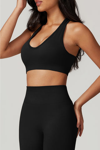 Seamless Deep-V Openback Sports Bra