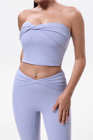 Twist Front Tube Top & Flare Legging Two Piece Set