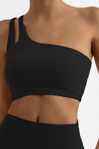 One Shoulder Cutout Back Sports Bra