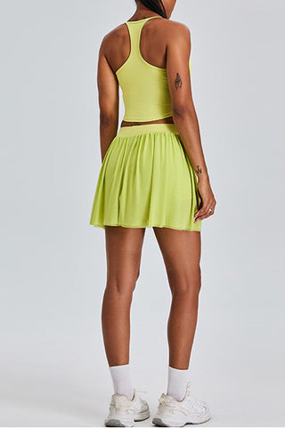 Mesh Pleated Skort