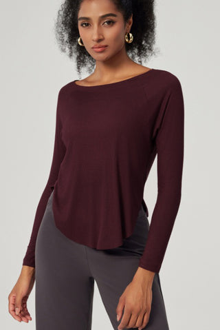 Scoop Neck Curved Hem Top