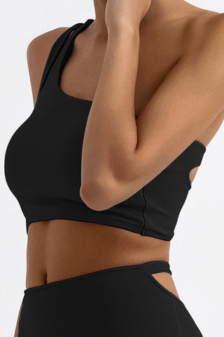 One Shoulder Cutout Back Sports Bra