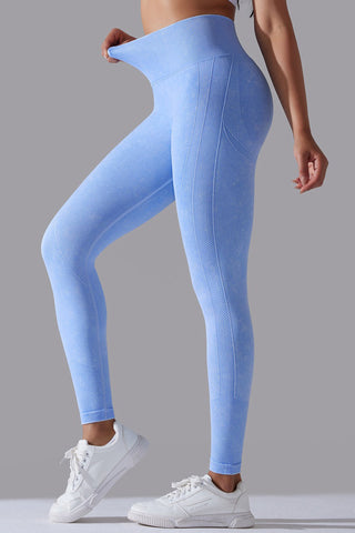 Ribbed Waist Washed Legging