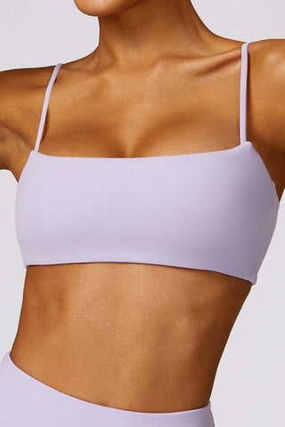 Square Neck Spaghetti Strap Sports Bra