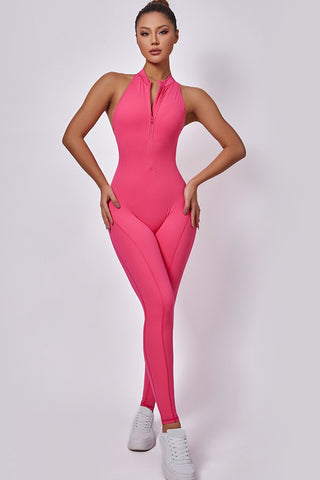 Zip Front Racerback Jumpsuit