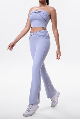 Twist Front Tube Top & Flare Legging Two Piece Set