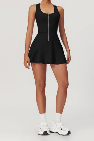 Round Neck Zip Up Mini Dress