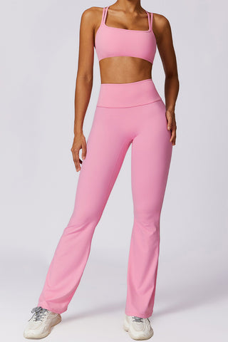 Square Crossover Sports Bra & Flare Legging Two Piece Set