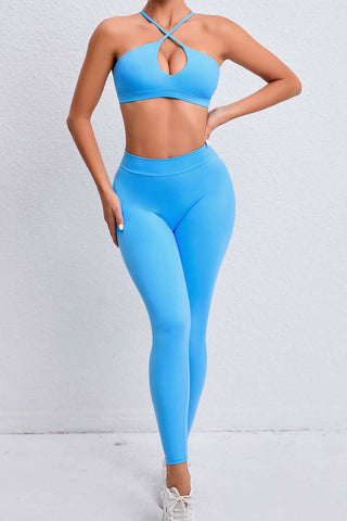 Crisscross Straps Cutout Bra & Legging Two Piece Set