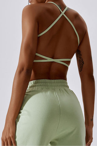 Strappy Open Back Sports Bra Top