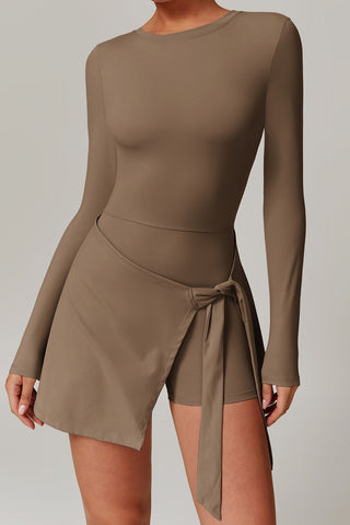 Long Sleeve Openback Skort Dress