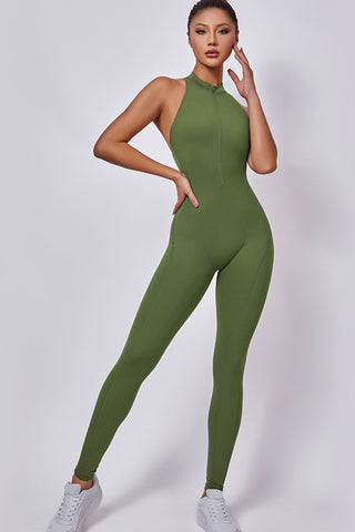 Zip Front Racerback Jumpsuit