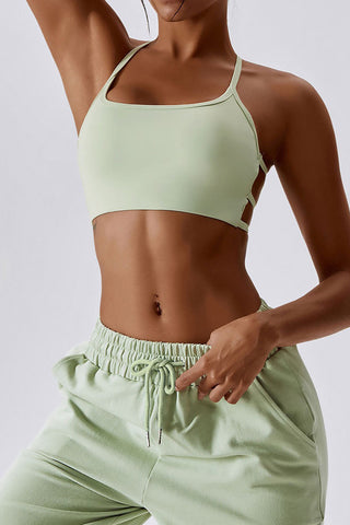 Strappy Open Back Sports Bra Top