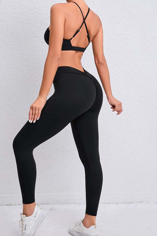 Crisscross Straps Cutout Bra & Legging Two Piece Set