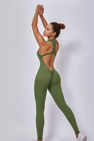 Zip Front Racerback Jumpsuit