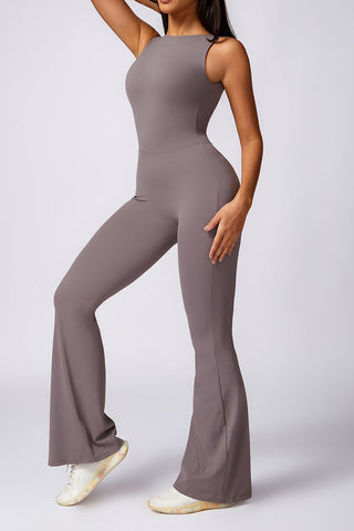 Boatneck Sleeveless Cutout Back Jumpsuit