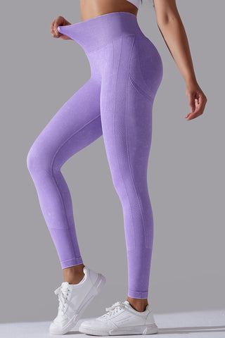 Ribbed Waist Washed Legging