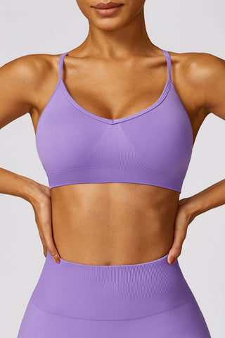 Seamless V-Neck Openback Sports Bra