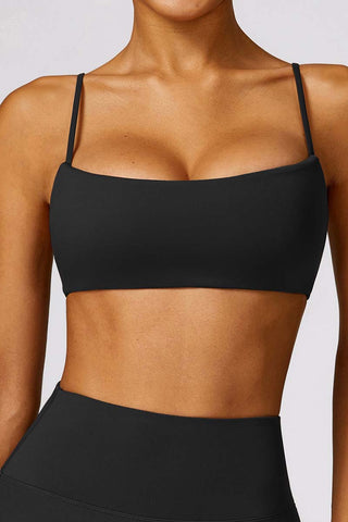 Square Neck Spaghetti Strap Sports Bra