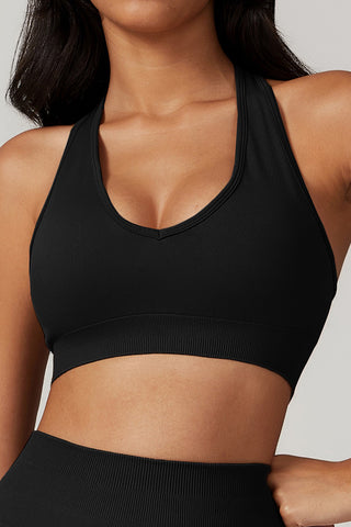 Seamless Deep-V Openback Sports Bra