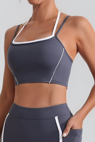 Double Strap Open Back Sports Bra