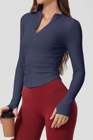 Full Zip Curved Hem Top